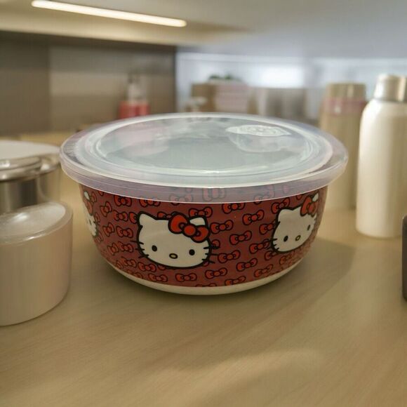 New Hello Kitty Ceramic Food Storage Bowls/Containers Small - Picture 1 of 3
